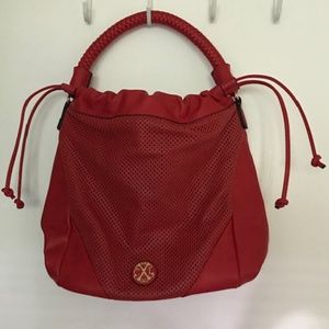 CXL by Christian Lacroix Red Drawstring Bucket Bag